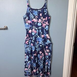 Tori Richard Blue and Pink Tropical Dress